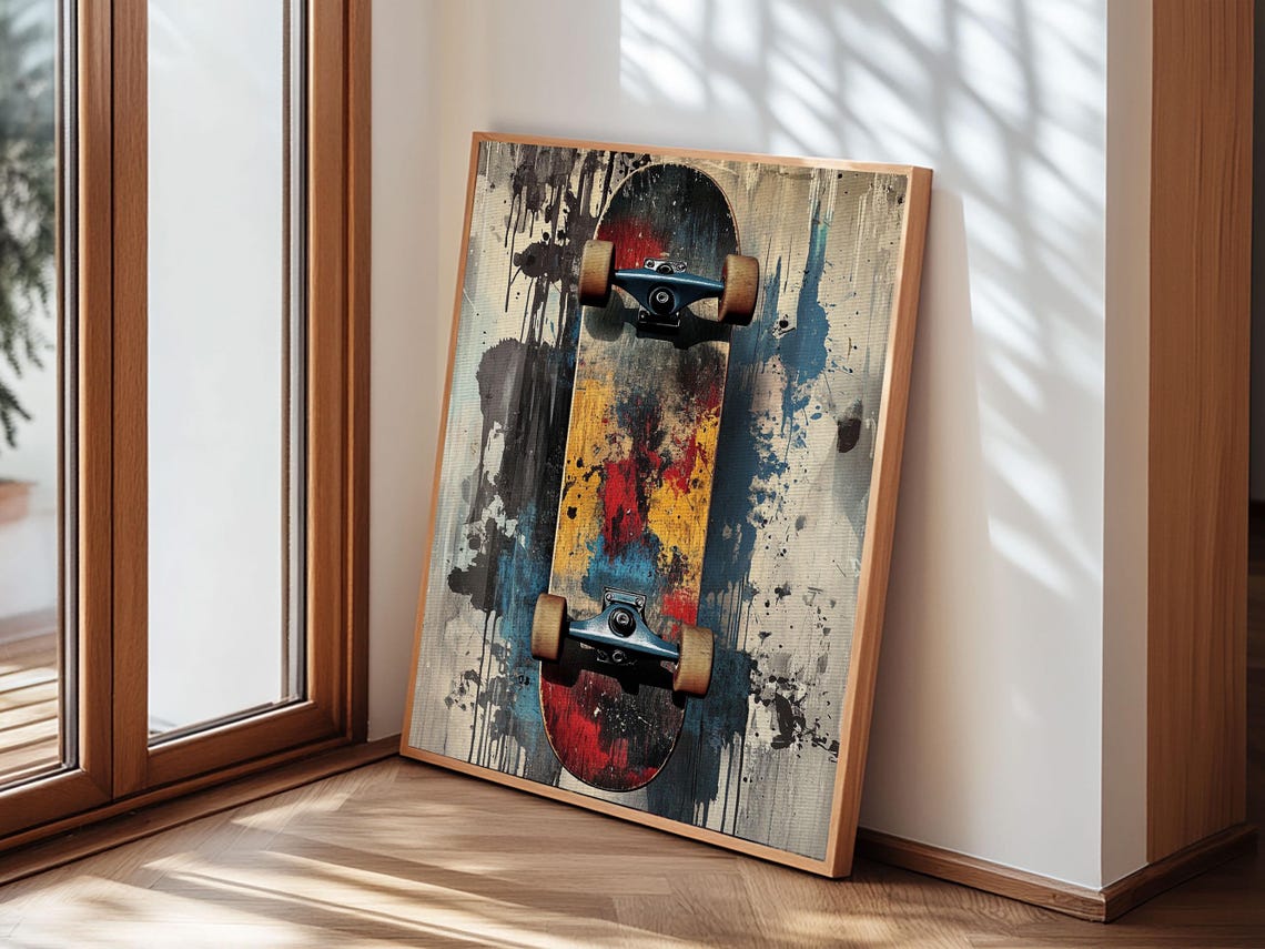Vintage Skateboard Grunge Paint Splatter Retro Urban Skate Art Poster - Image 5
