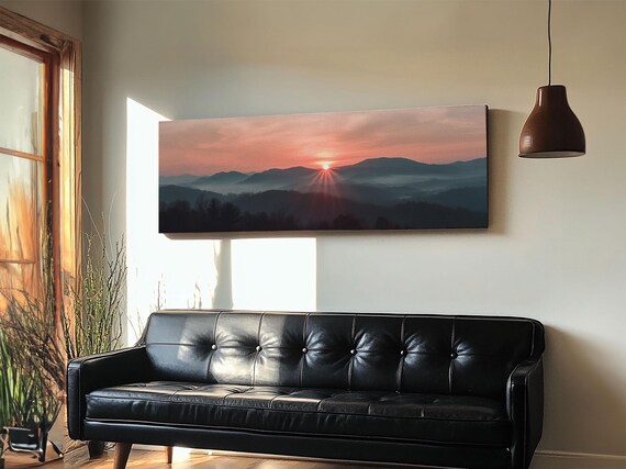 Smoky Mountains Art Framed Print Smoky Mountain Art Panoramic Painting Print Great Smoky Art Great Smoky Mountains