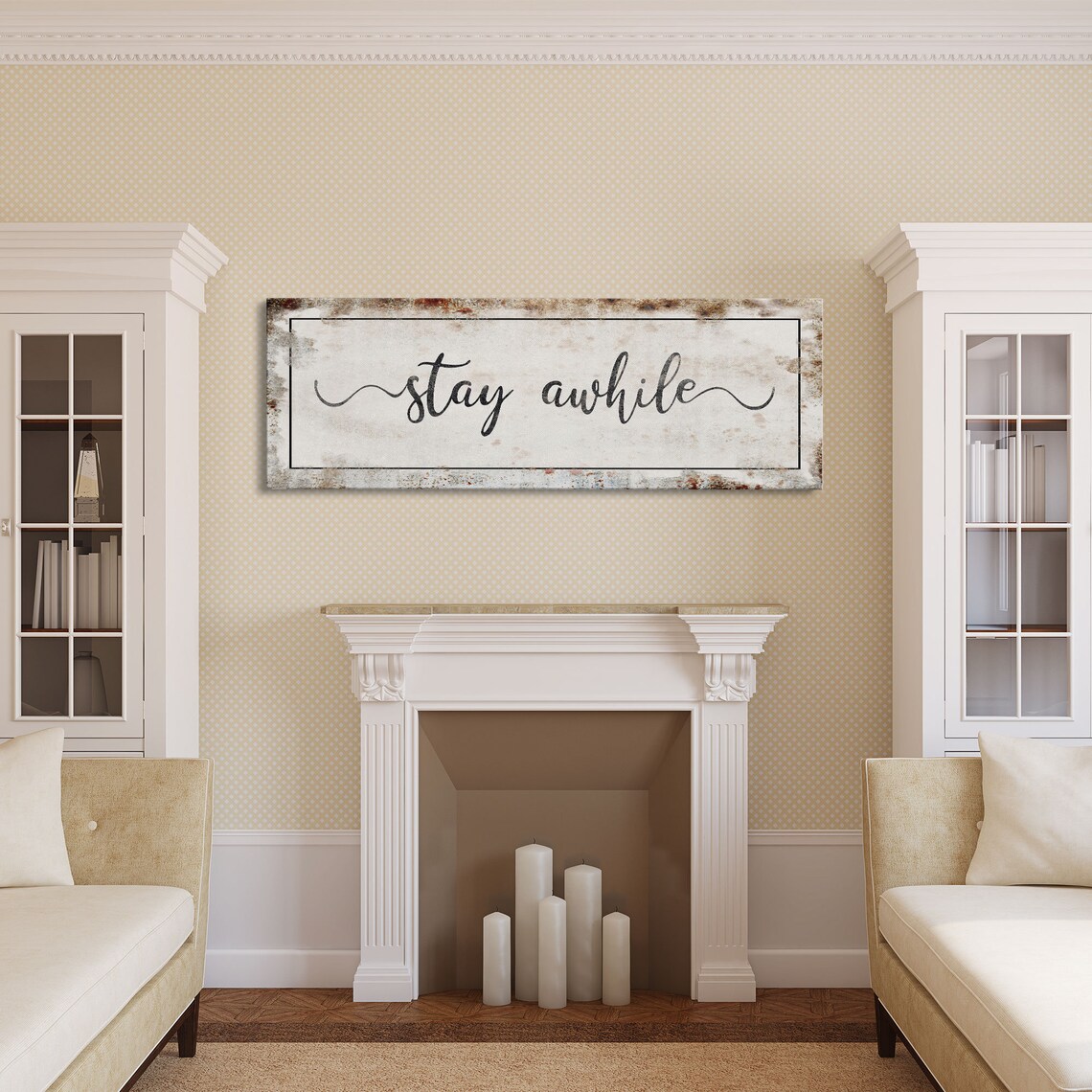 Stay Awhile Art Print, Living Room Wall Decor