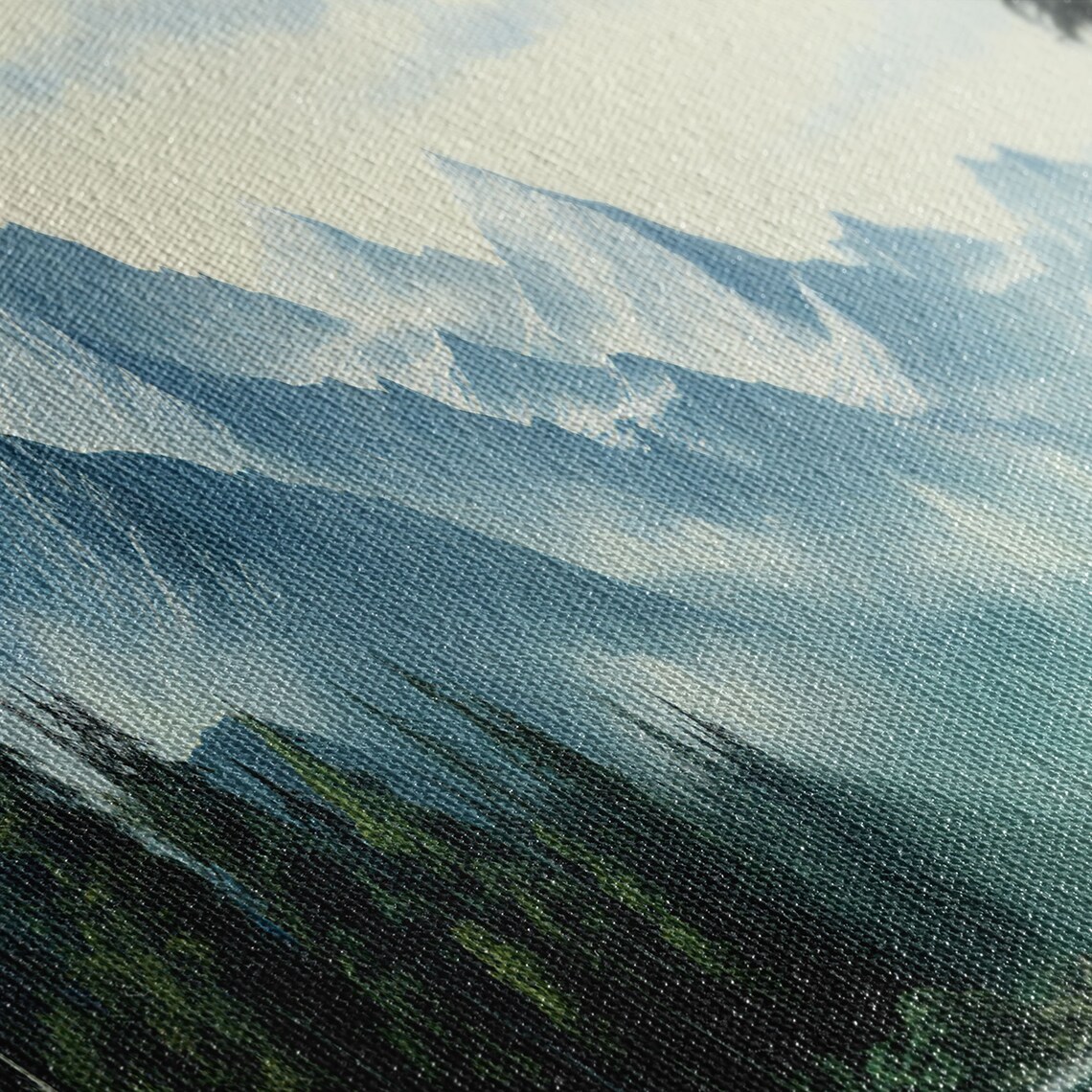 Mountain Lake Oil Landscape, Nature Art Print - Image 2