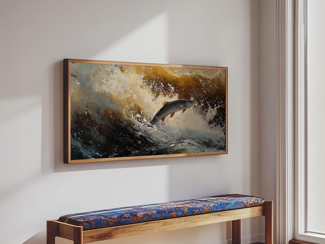Fly Fishing Trout River Scene, Rustic Art Print - Image 5