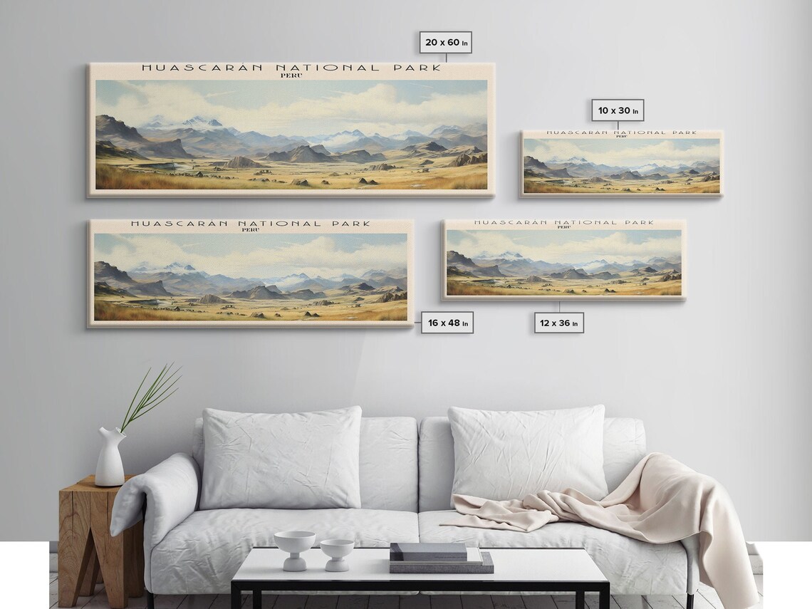 Huascaran National Park Peru Andes Peaks Golden Plains Panoramic Poster - Image 2