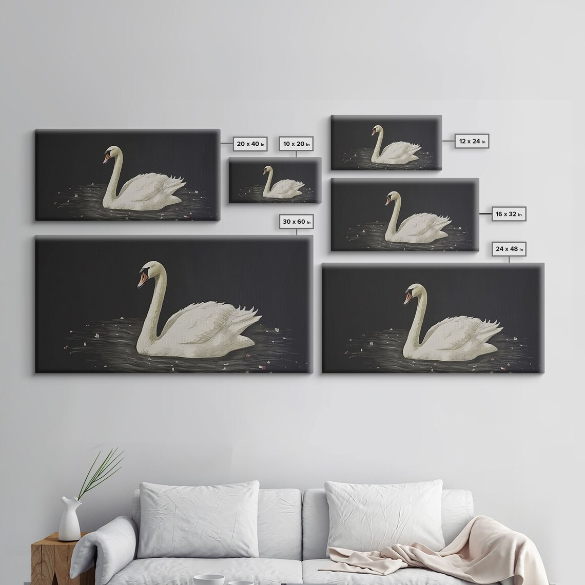 Swan On Dark Water Vintage Painting Graceful Bird Wildlife Art Poster - Image 2