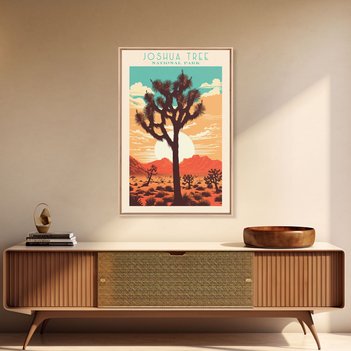 Joshua Tree National Park Desert Sunset Silhouette Retro Travel Poster - Image 3