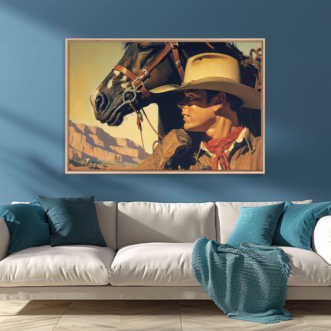Young Cowboy With Horse Desert Canyon Vintage Western Poster