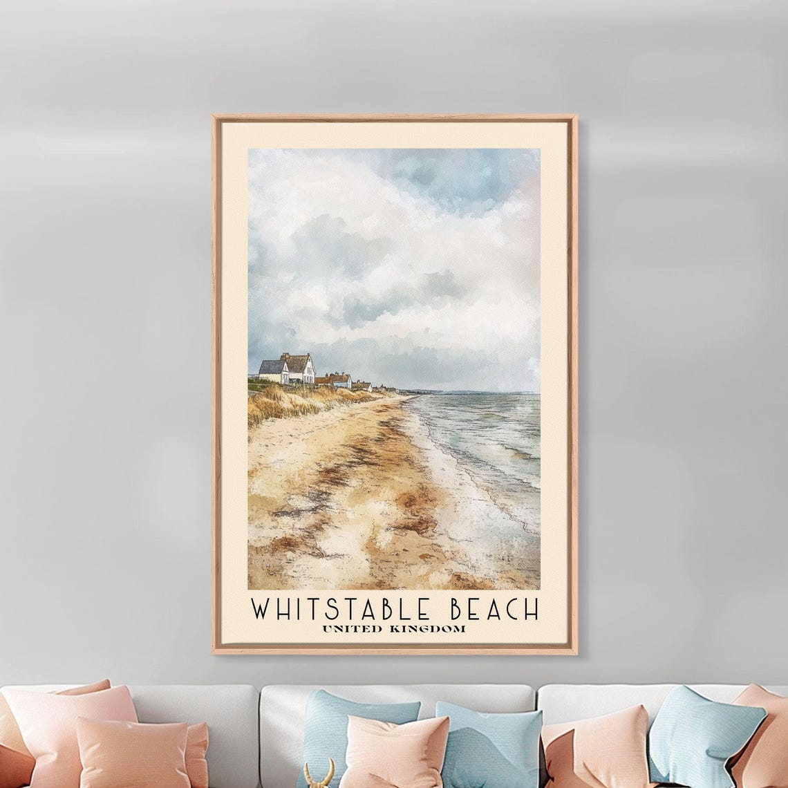 Whitstable Beach United Kingdom Watercolor Sandy Coast Travel Poster - Image 2