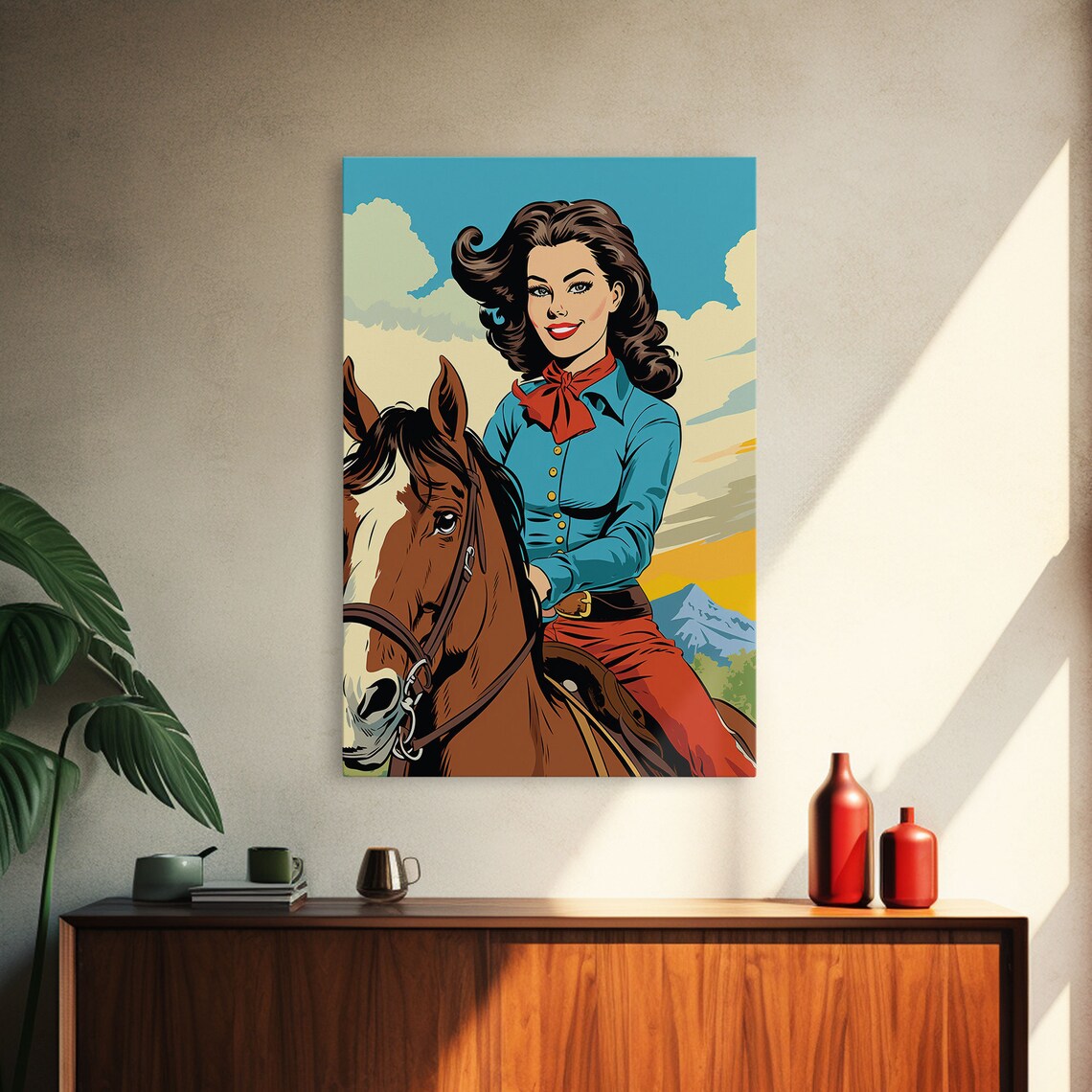 Cowgirl Oil Painting Print, Vintage Western Art - Image 4
