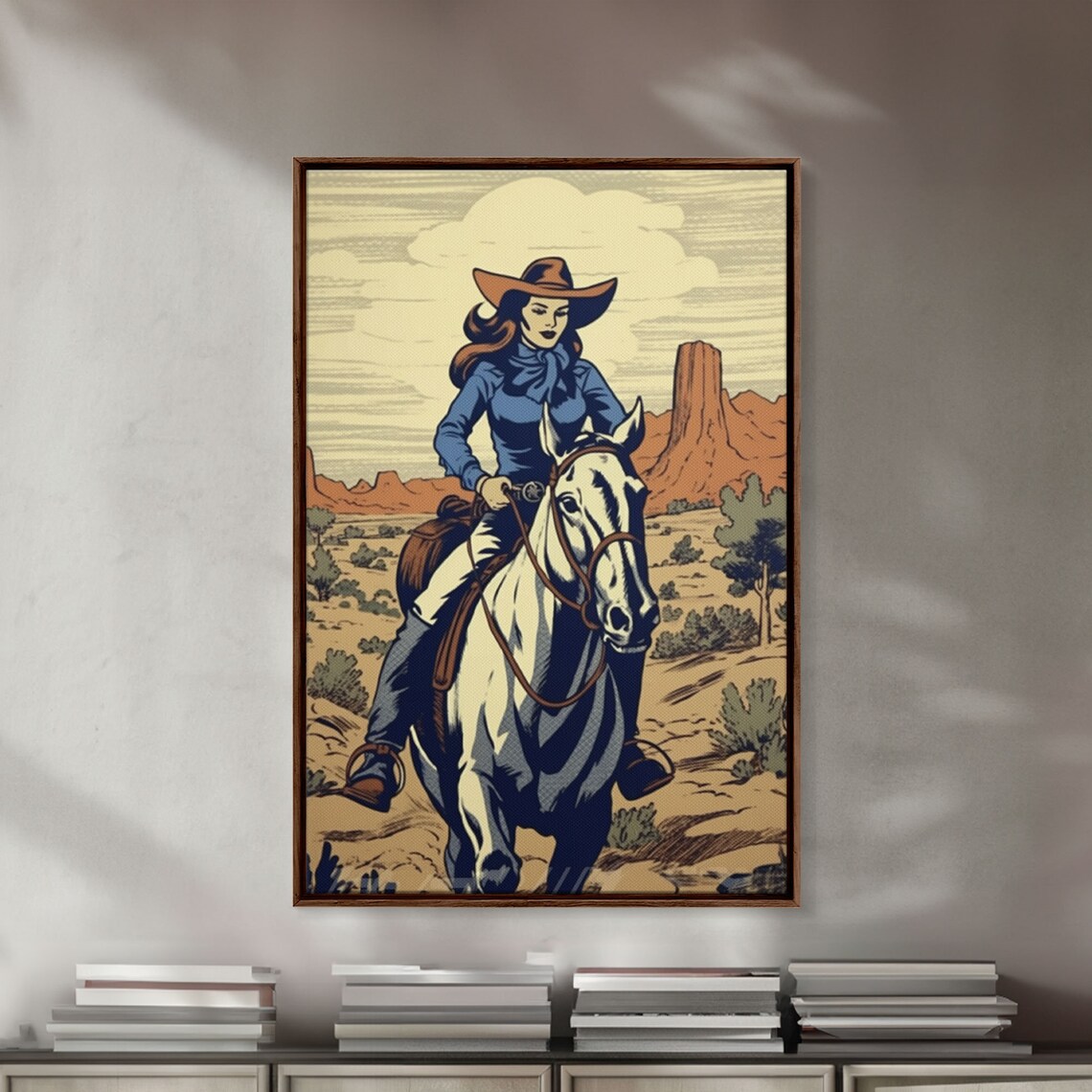 Western Cowgirl Deco Retro Western Art Print