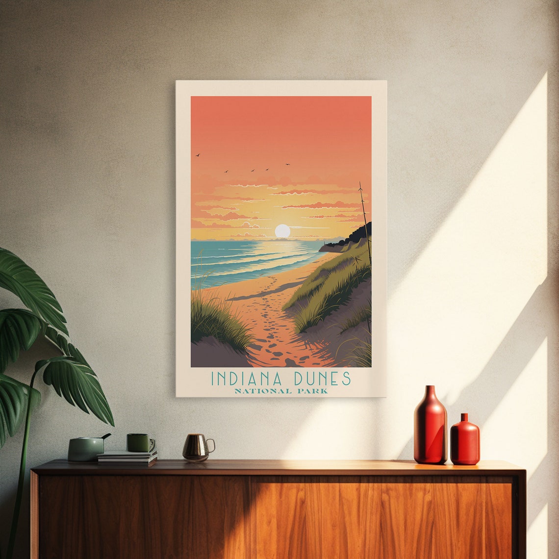 Indiana Dunes National Park Travel Poster Art Print Wall Art Indiana Travel Art Midcentury Modern Travel Decor Wall Art - Image 4
