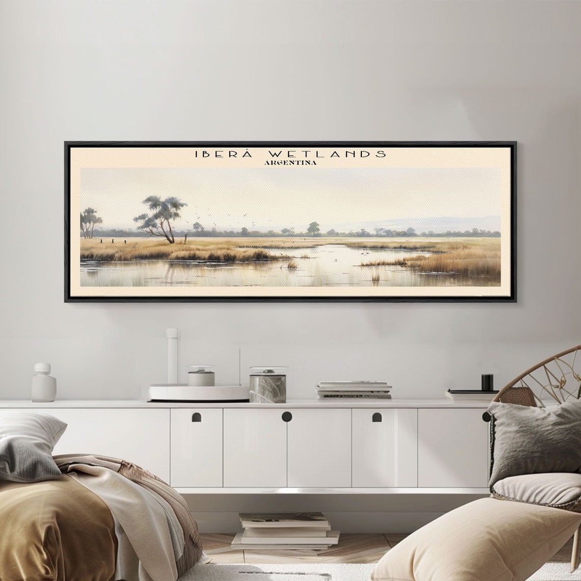 Ibera Wetlands Argentina Golden Reeds Calm Water Panoramic Poster - Image 2