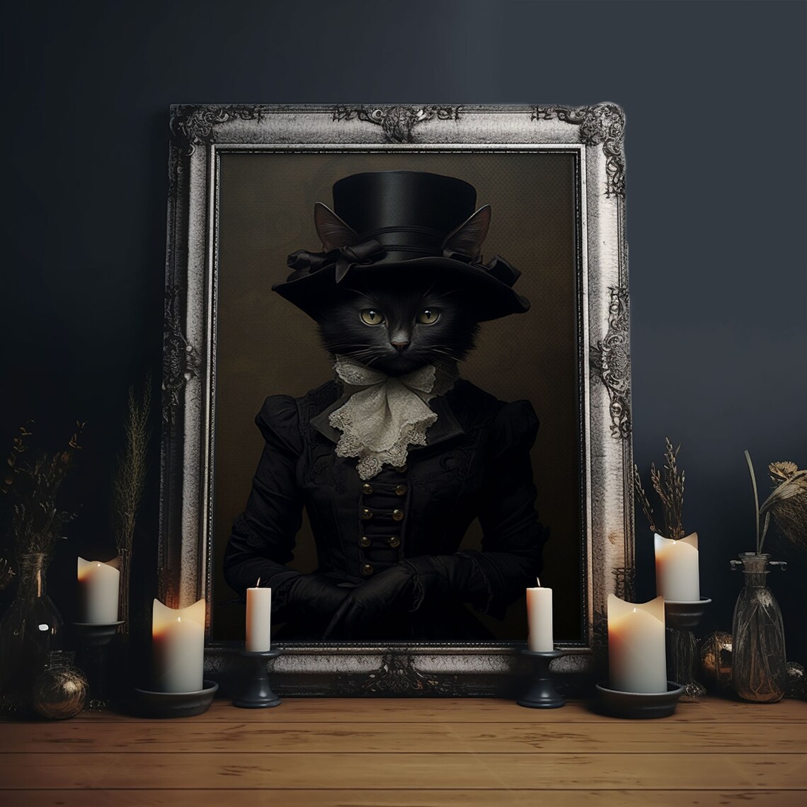 Renaissance Cat, Gothic Victorian Halloween Art Print - Image 6