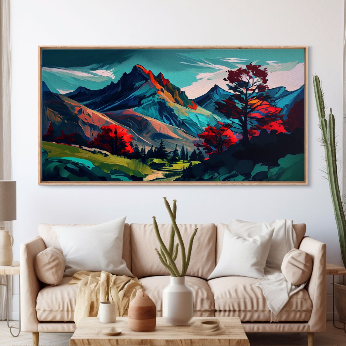 Watercolor Panoramic Landscape Art Print, Colorful Nature - Image 3