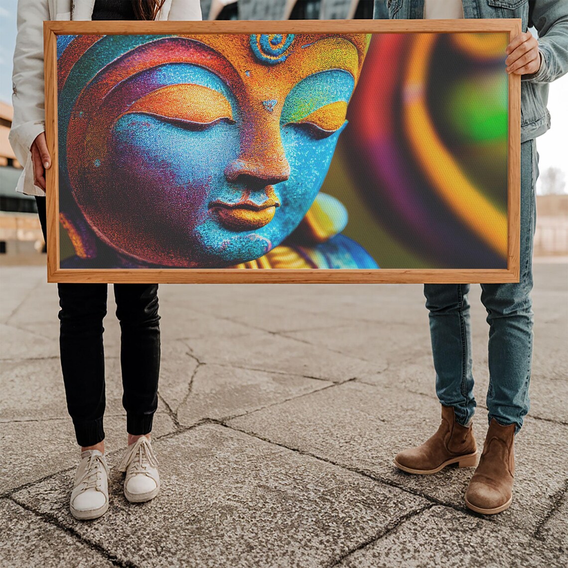 Colorful Buddha Face Vibrant Zen Meditation Spiritual Portrait Wall Art Poster - Image 5