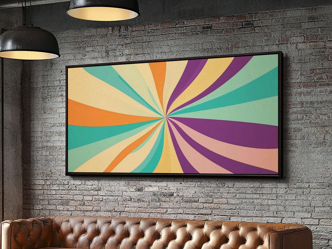 Mid Century Modern Colorful Psychedelic Starburst Sunburst Print