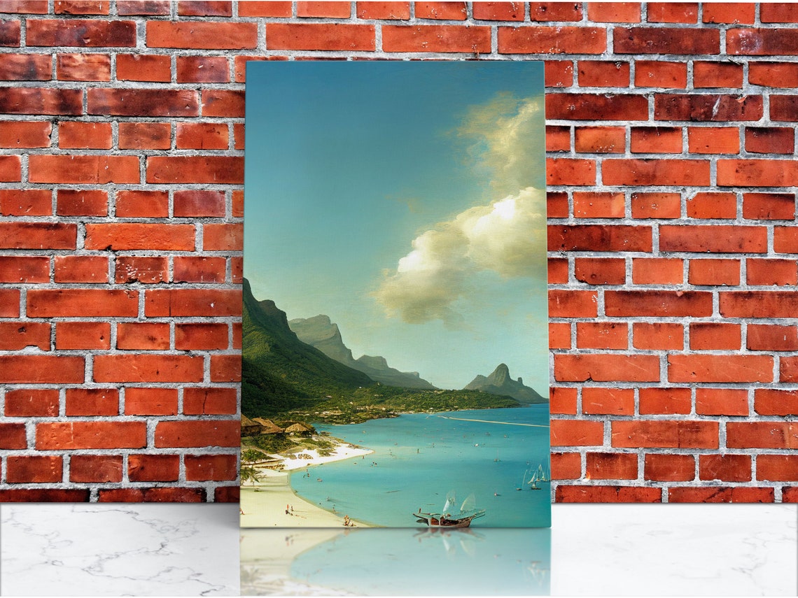 Tropical Beach Art Hawaii Beach Wall Art Framed Print Ready To Hang Painting Print Framed Decor - Image 4