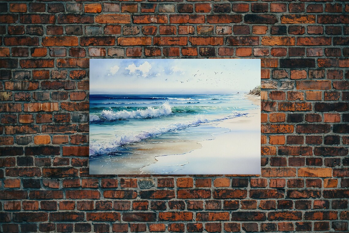 Ocean Beach Abstract Landscape, Coastal Art Print