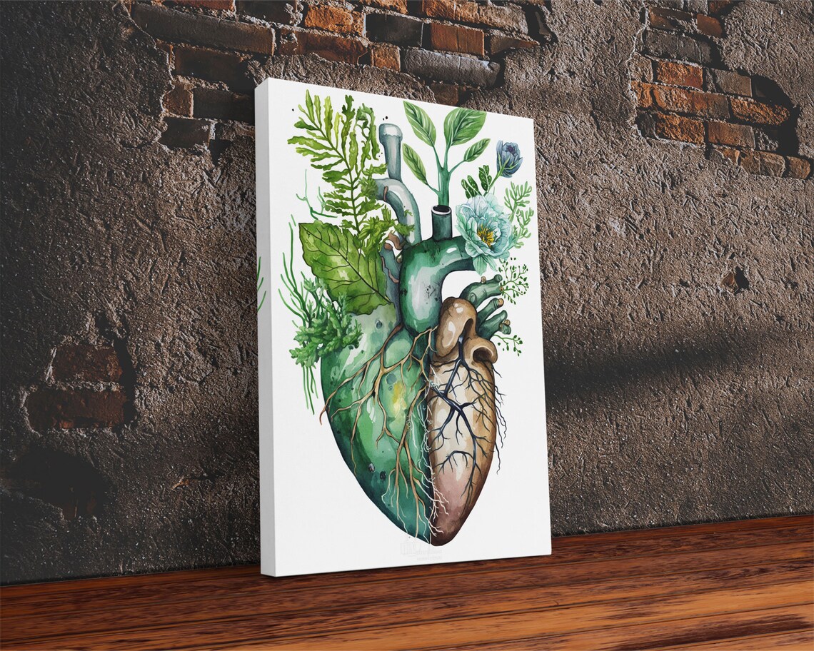 Florapunk Heart Watercolor Art Print, Anatomical Heart - Image 2