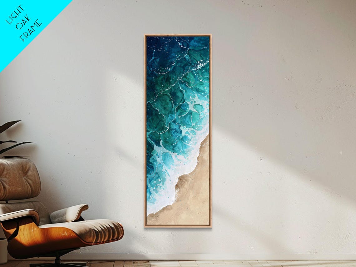 Aerial Ocean Waves Over Sandy Shore Turquoise Coast Abstract Poster - Image 2