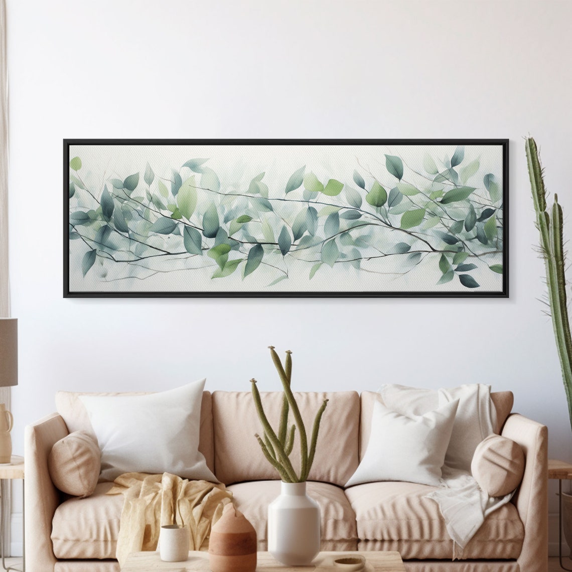 Watercolor Eucalyptus Branches Soft Green Leaves Minimal Botanical Art - Image 5