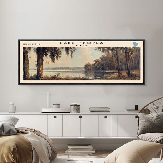 Lake Apopka Florida Framed Print Panoramic Lake House Decor Wall Art Travel Poster Stunning Lake Painting Nature Art