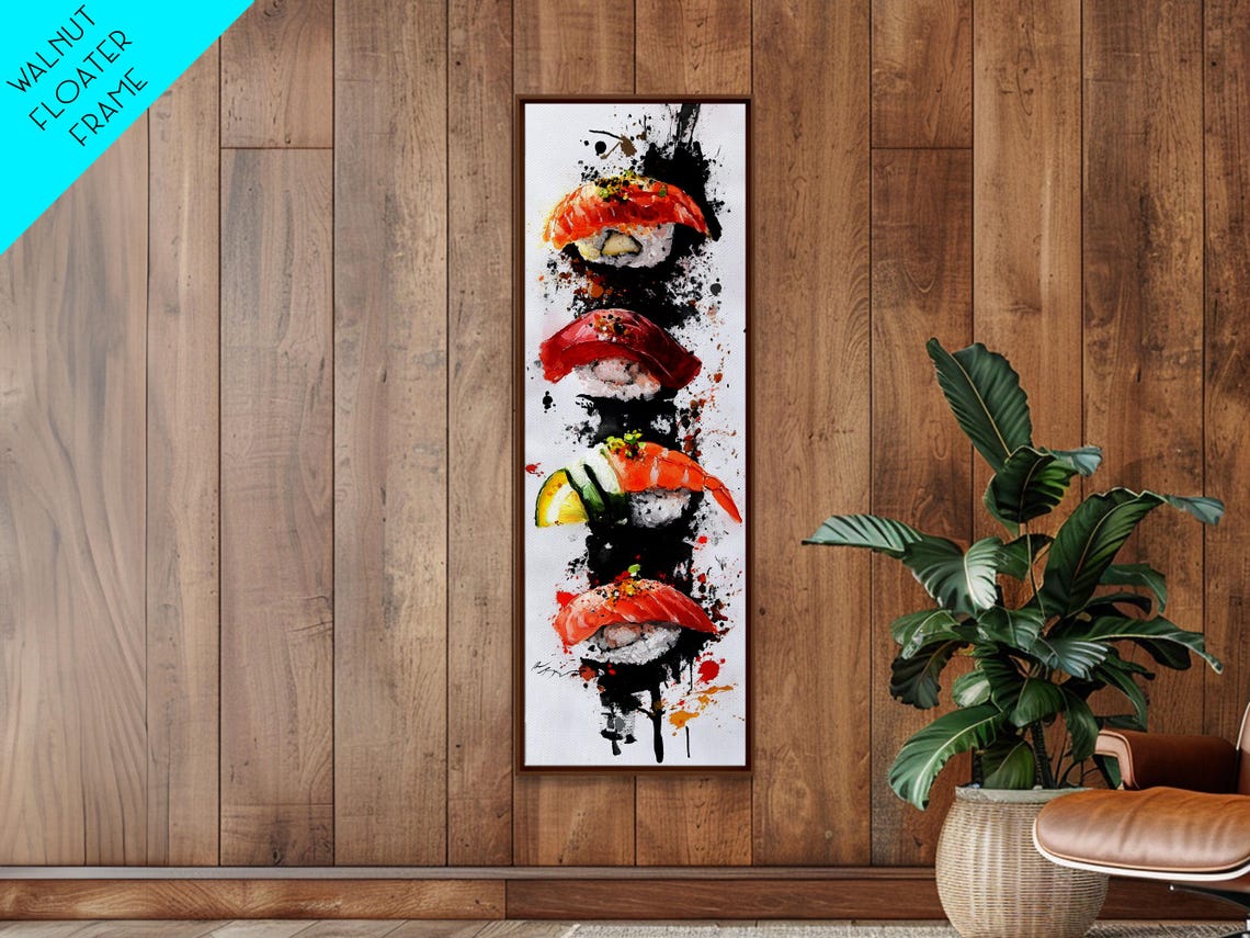 Sushi Nigiri Watercolor With Ink Splashes Japanese Food Art Poster - Image 2