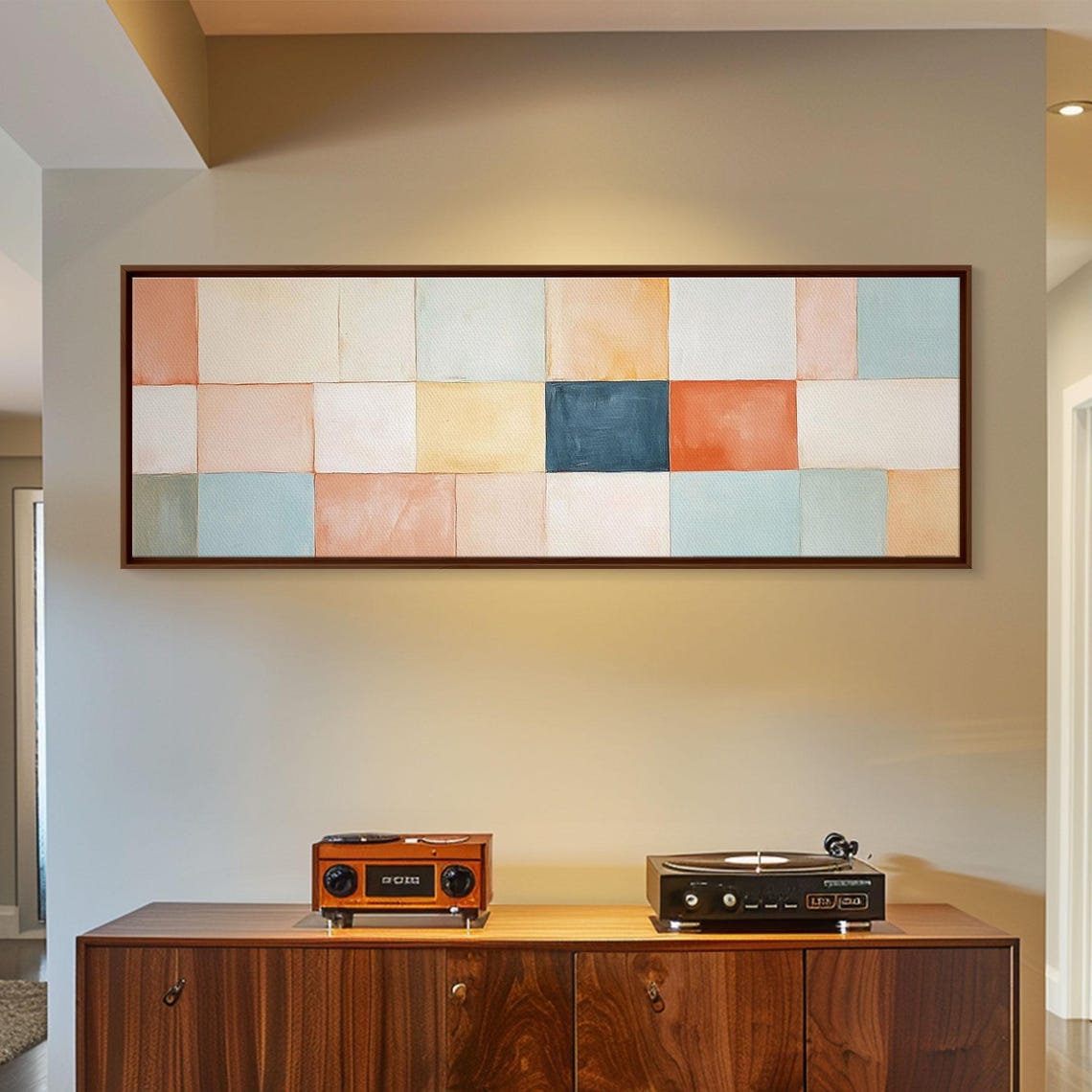 Modern Abstract Framed Minimalist Mid Century Modern Wall Art Large Horizontal Ultra Wide Framed Mcm Art - Image 2