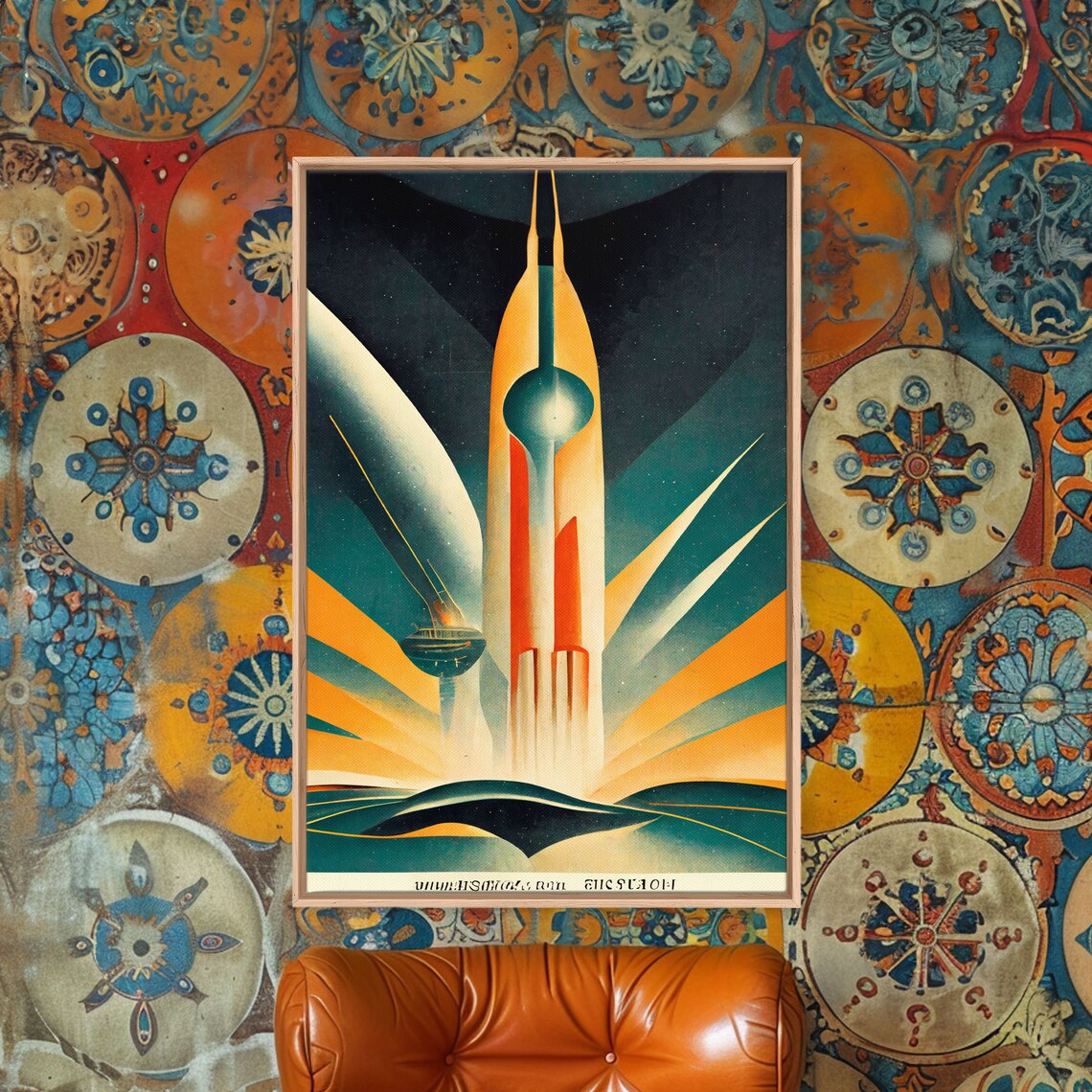 Art Deco Style Spaceship Space Exploration Poster - Image 3