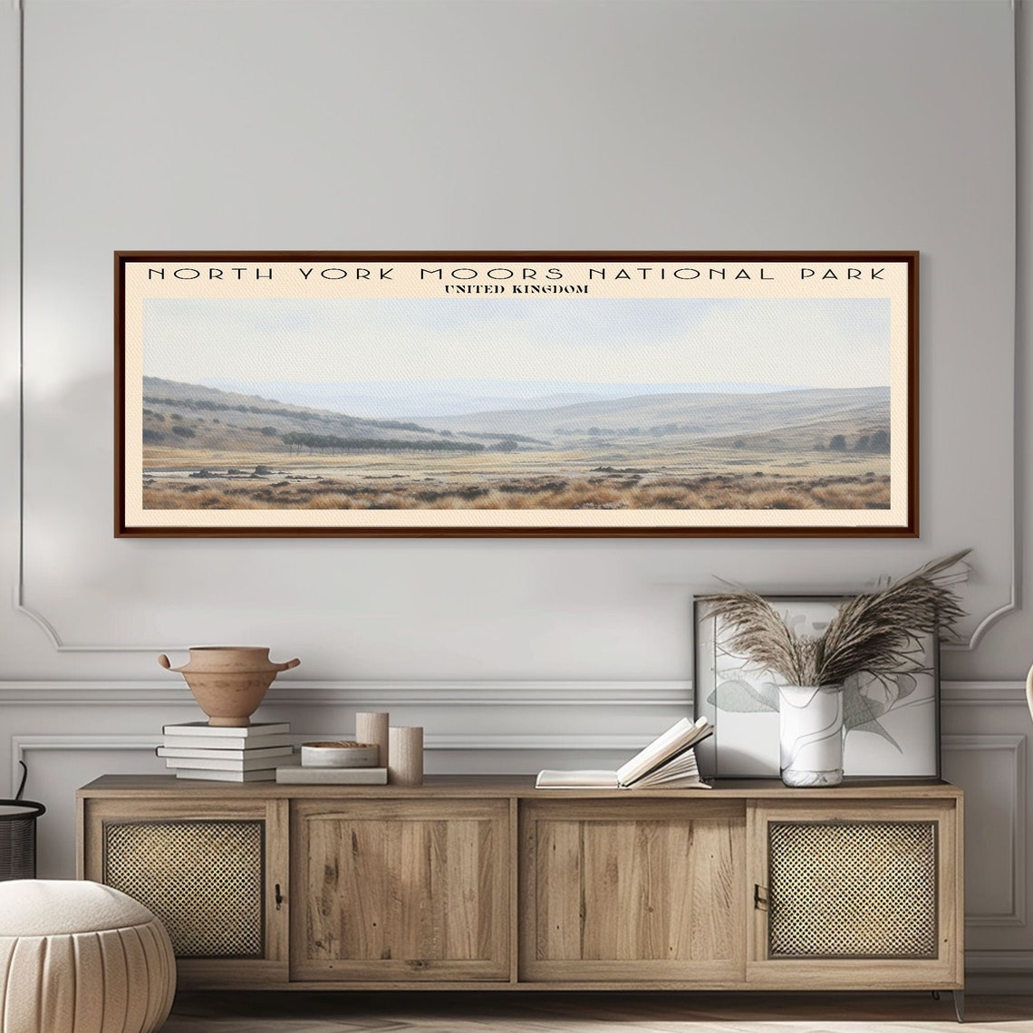 North York Moors UK Rolling Heather Moorland Hills Retro Travel Poster