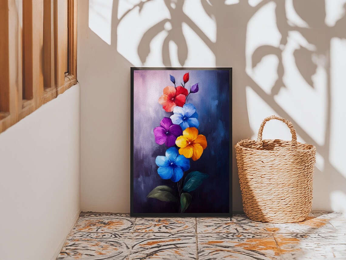Wild Flower Painting Print On Wood Framed Wall Art Original Art Flowers Painting Botanical Print Modern Art Living Room Art - Image 3