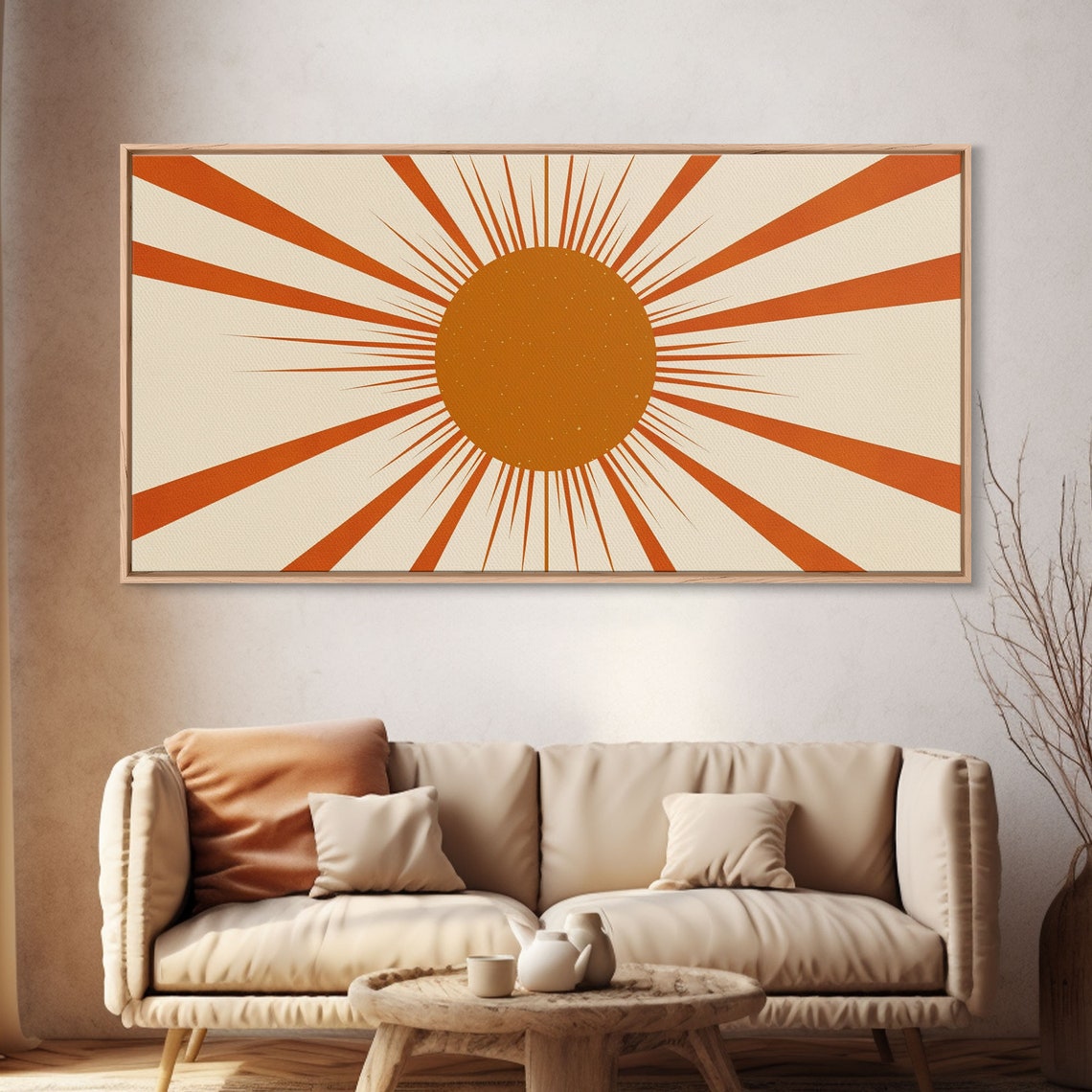 Retro Sunburst Orange Sun Rays Mid Century Modern Abstract Wall Print - Image 4