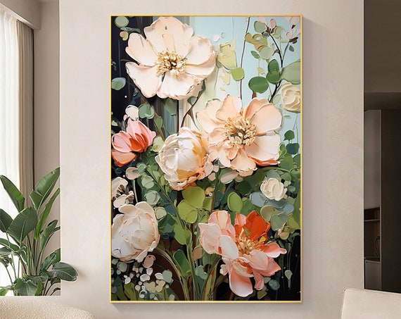 Abstract Flower Oil Painting, Minimalist Floral Print