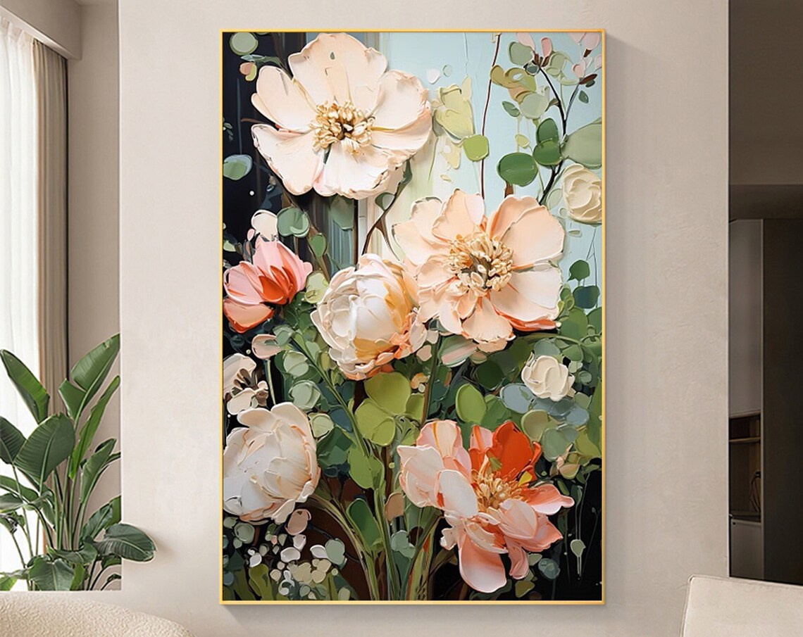 Abstract Flower Oil Painting, Minimalist Floral Print