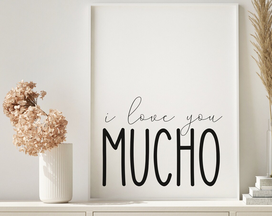 I Love You Mucho Script Typography Minimalist Valentine Gift Poster