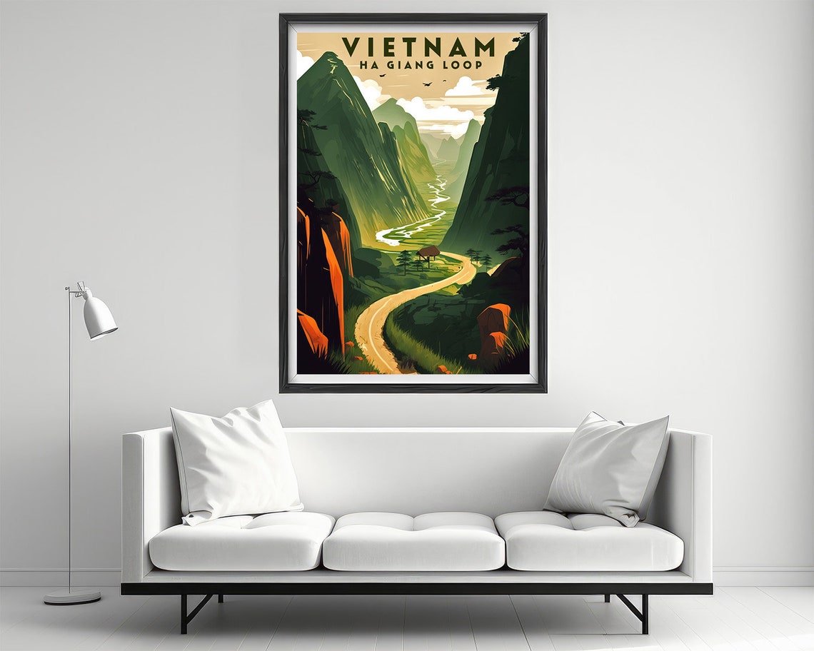 Vietnam Ha Giang Loop Winding Mountain Road Scenic Travel Poster - Image 2
