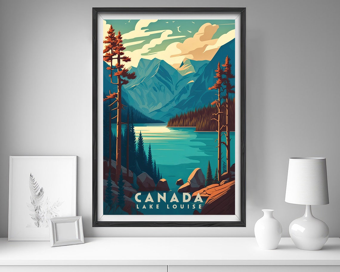 Canada Lake Louise Turquoise Lake Mountain Vintage Travel Poster - Image 4