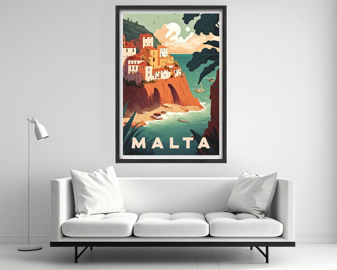 Malta Europe Travel Poster Malta Europe Wall Art Print Malta Europe Malta Painting Malta Illustration Malta Europe Home Decor - Image 2