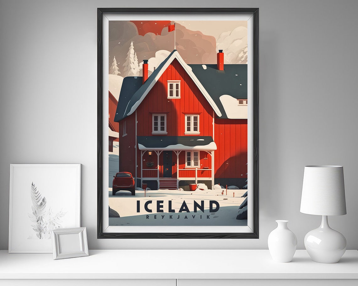 Iceland Reykjavik Travel Poster Iceland Reykjavik Wall Art Print Iceland Reykjavik Painting Illustration Iceland Watercolor Decor - Image 4