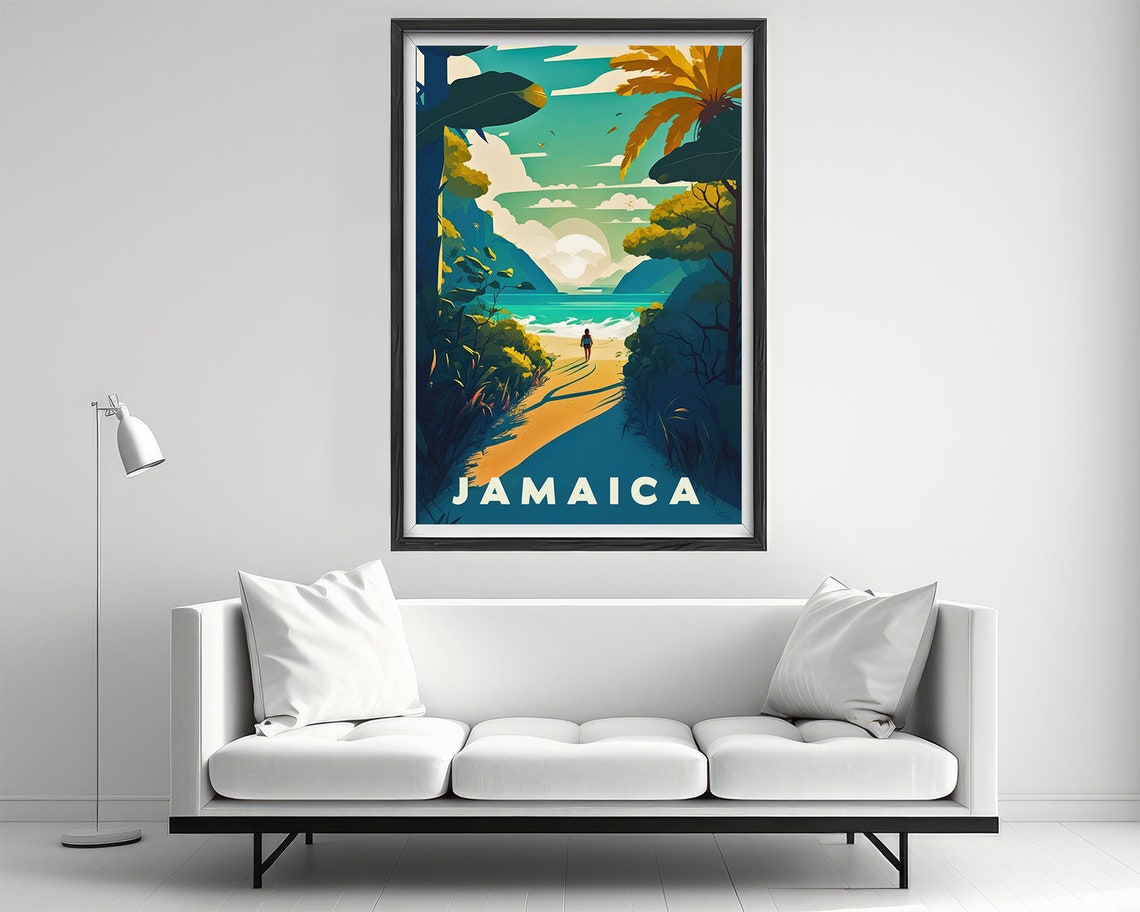 Jamaica Tropical Beach Jungle Path Island Retro Travel Poster - Image 2