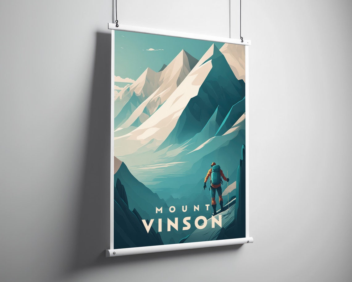 Mount Vinson Antarctica Climber Snow Peaks Vintage Travel Poster - Image 3