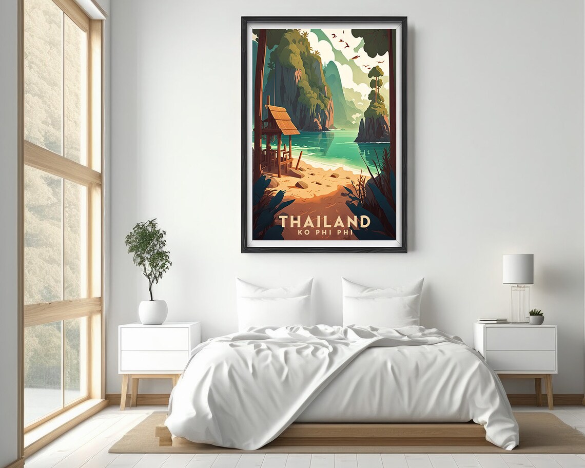 Ko Phi Phi Thailand Travel Poster Thailand Phi Phi Island Wall Art Print Phi Phi Island Travel Art Painting Phi Phi Home Decor - Image 2