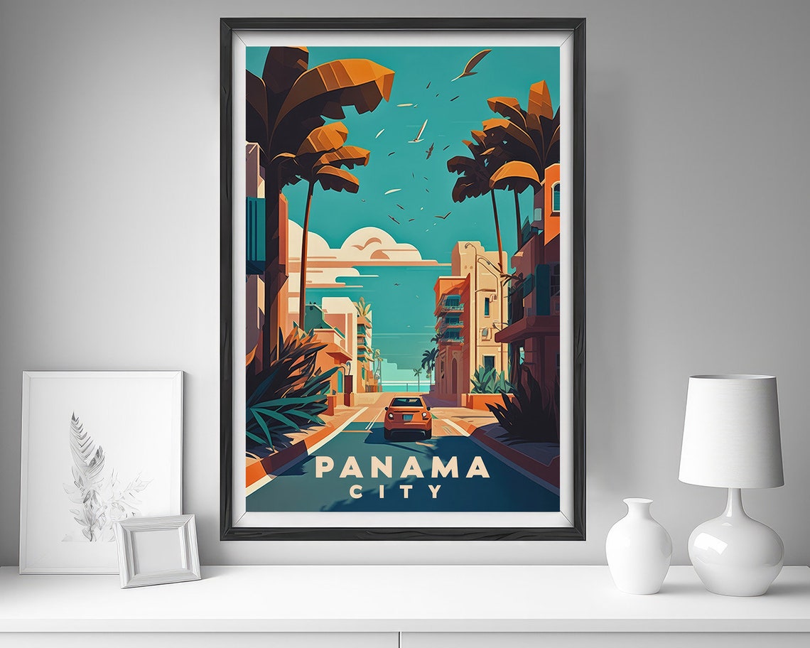Panama City Travel Poster Panama City Wall Art Print Panama City Painting Illustration Panama City Watercolor Home Decor - Image 4