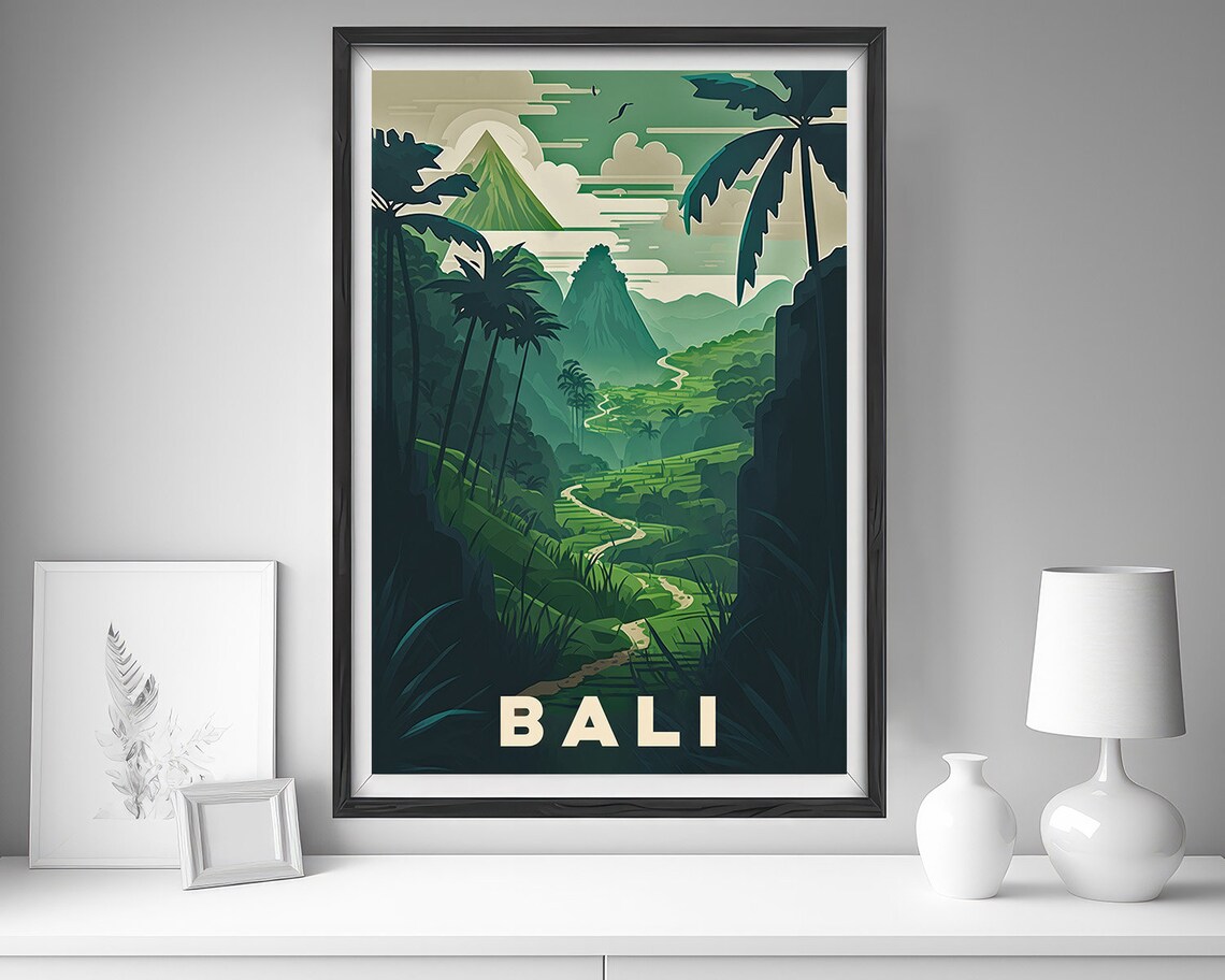 Bali Ubud Rice Terrace Jungle Valley Tropical Island Travel Poster - Image 4