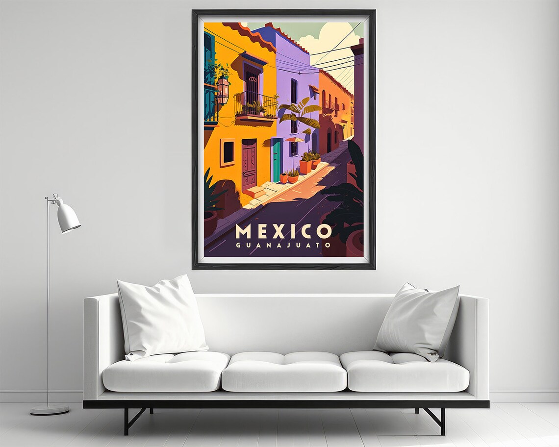 Mexico Guanajuato Travel Poster Mexico Guanajuato Wall Art Print Mexico Guanajuato Painting Illustration Mexico Watercolor Decor - Image 2