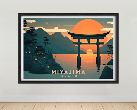 Miyajima Island Japan Travel Poster Miyajima Island Japan Wall Art Print Hiroshima Japan Painting Illustration Japan Watercolor