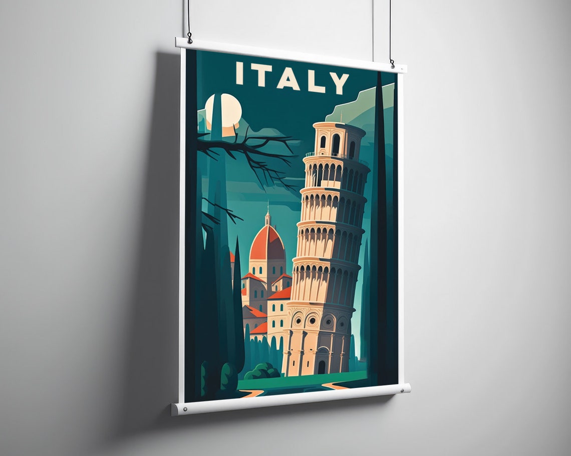 Italy Travel Poster Italy Print Italy Wall Art Leaning Tower Of Pisa Print Italy Painting Italy Illustration Italy Watercolor Home Decor Art - Image 3