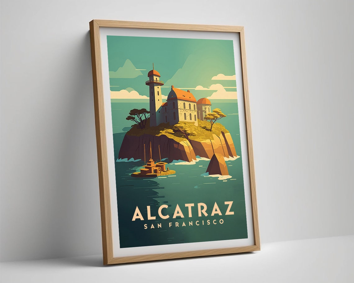 Alcatraz San Francisco Island Lighthouse Bay Retro Travel Poster - Image 5