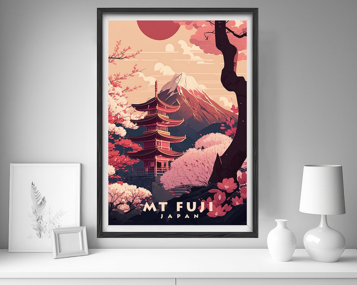 Mount Fuji Japan Travel Poster Japan Wall Art Print Mt Fuji Japan Painting Mt Fuji Japan Illustration Japan Watercolor Home Decor - Image 4