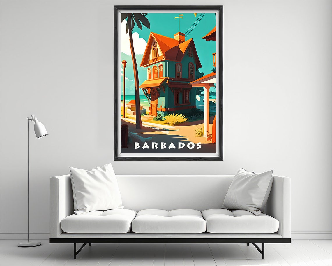 Barbados Travel Poster Barbados Print Barbados Wall Art Print Barbados Caribbean Barbados Painting Illustration Barbados Watercolor Decor - Image 2