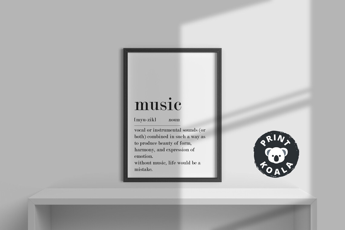 Music Definition Noun Meaning Inspirational Typography Musician Wall Poster - Image 2