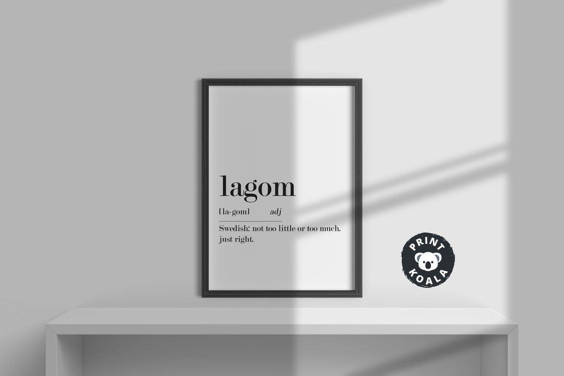 Lagom Swedish Definition Minimalist Home Decor Typography Wall Poster - Image 3